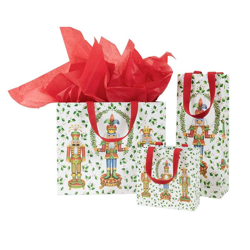 Caspari Nutcracker Christmas White Gift Bags