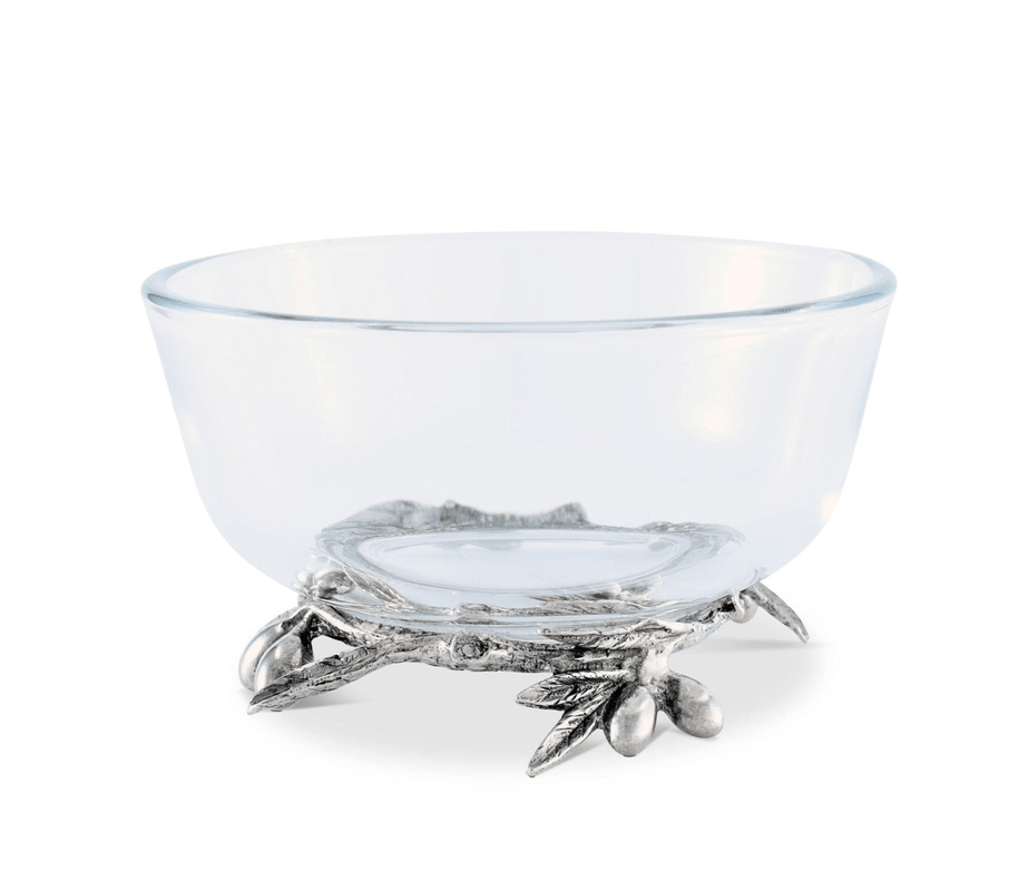 Caspari Olive Grove Glass & Pewter Bowl