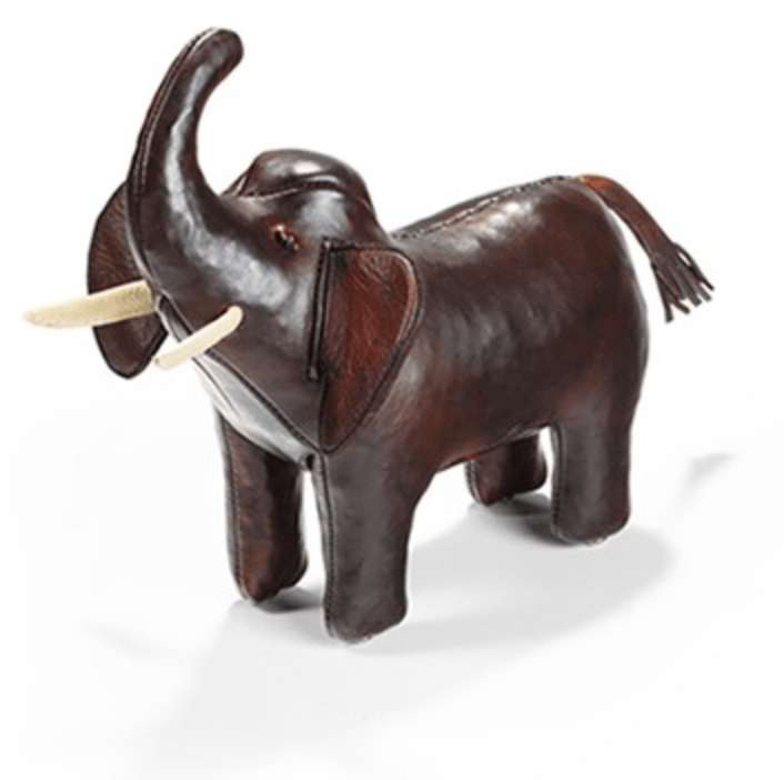 Caspari Omersa Leather Elephant- Miniature