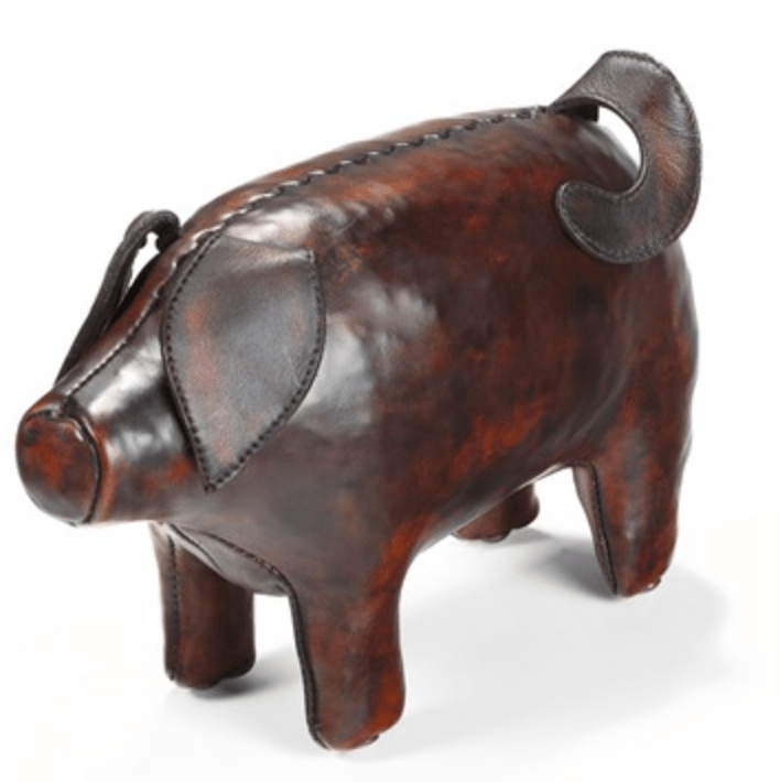 Caspari Omersa Leather Pig- Miniature