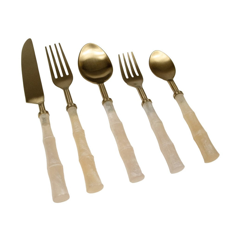 Caspari Pearl Bamboo Handle 5 Piece Flatware