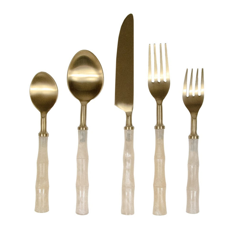 Caspari Pearl Bamboo Handle 5 Piece Flatware