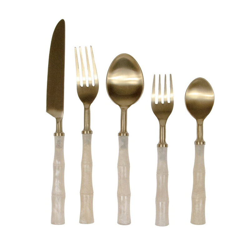 caspari Pearl Bamboo Handle 5 Piece Flatware