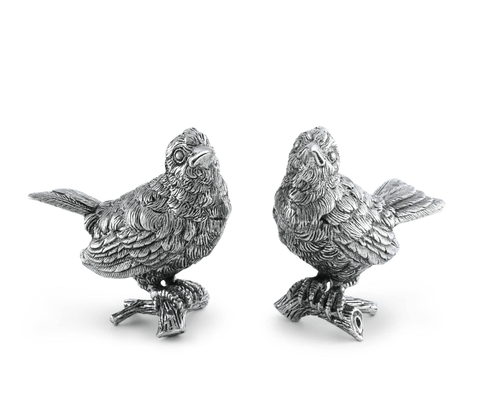 caspari Pewter Song Birds Salt & Pepper Set