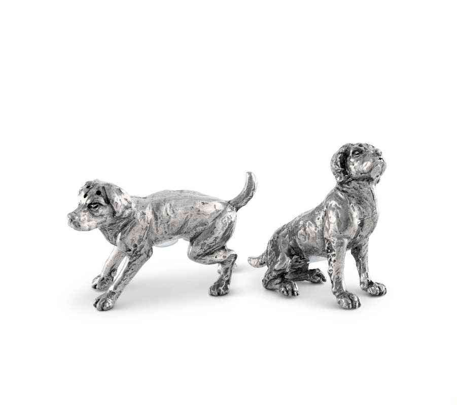 caspari Pewter Spaniel Salt & Pepper Set