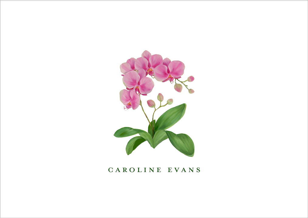 caspari Pink Orchid Personalized Folded Notes
