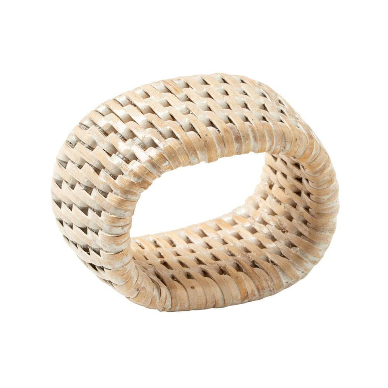 Caspari Rattan Napkin Ring In White Natural