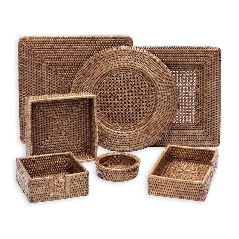 Caspari Rattan Placemats In Dark Natural - 1 Each