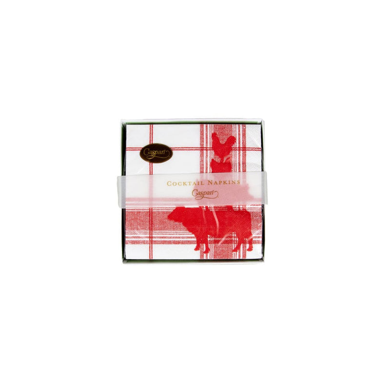 Caspari Red Barn Boxed Cocktail Napkins - 40 Per Box