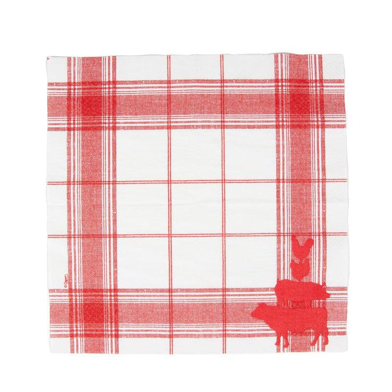 Caspari Red Barn Luncheon Napkins - 20 Per Package