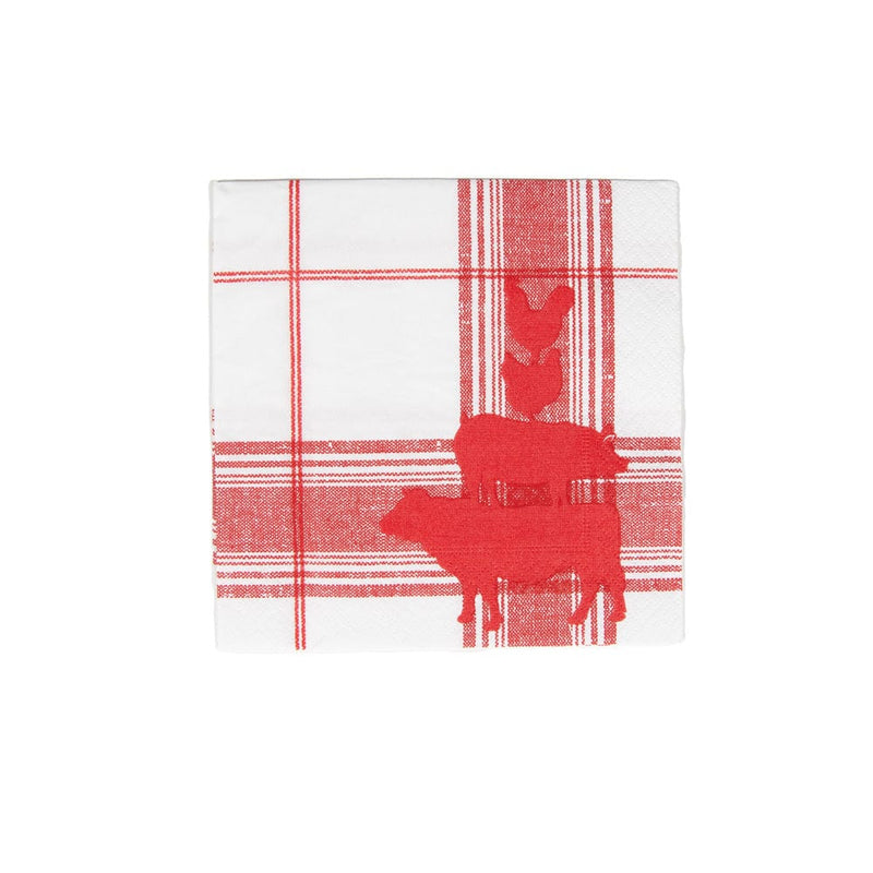 caspari Red Barn Luncheon Napkins - 20 Per Package