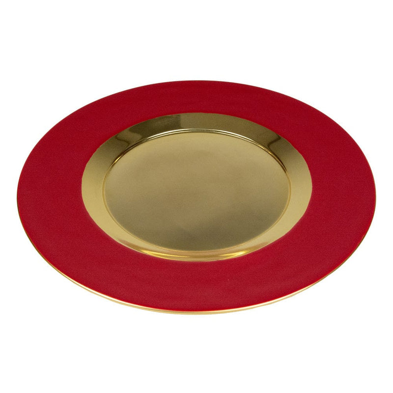 Caspari Red Plate Charger With Gold Interior
