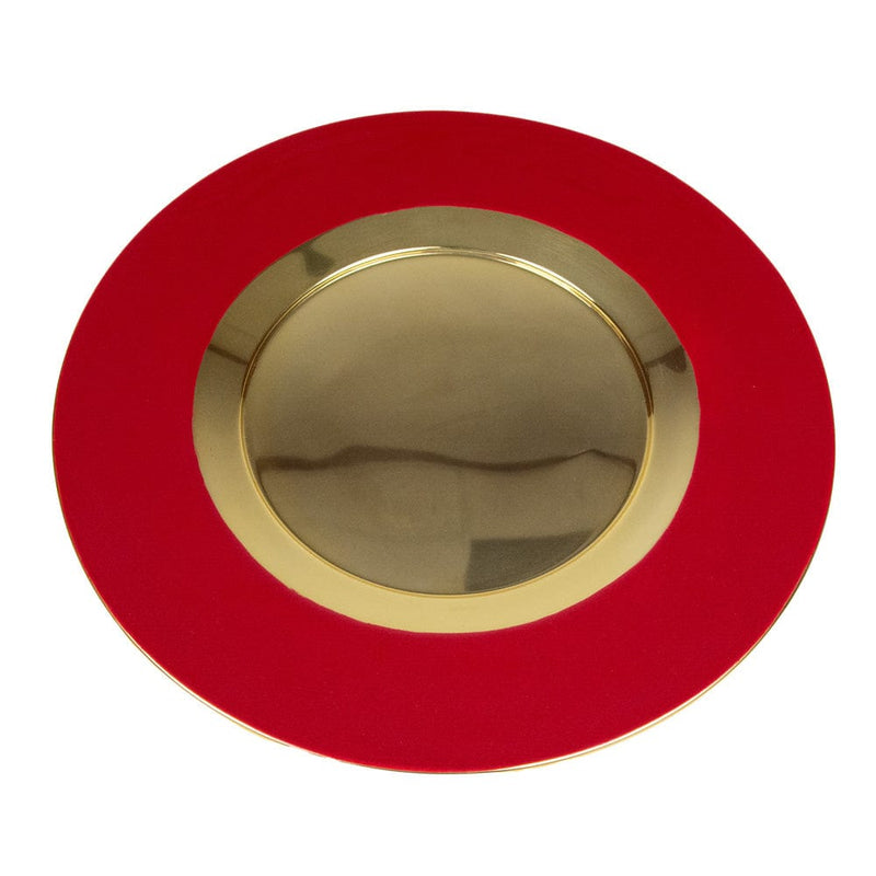 caspari Red Plate Charger with Gold Interior