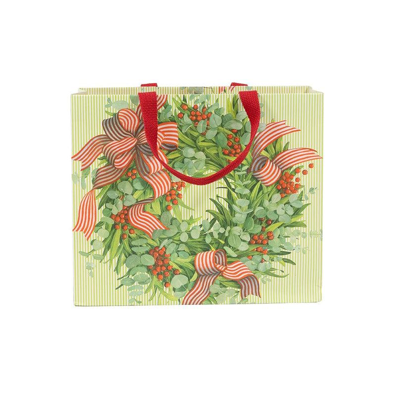 Caspari Ribbon Stripe Wreath Large Gift Bag - 1 Each