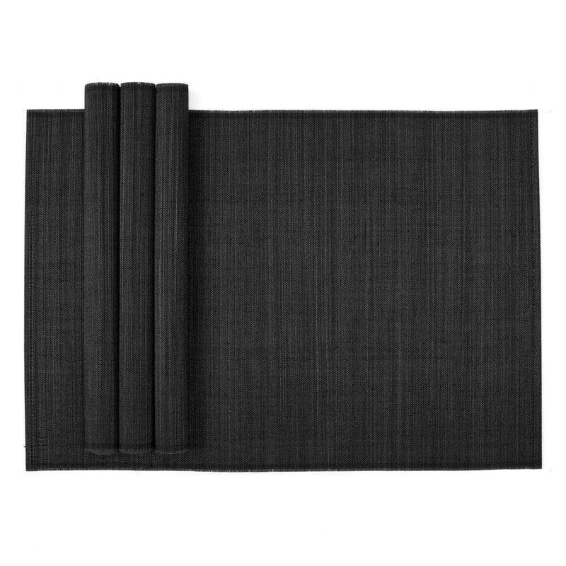caspari Roll-Up Bamboo Placemats in Black - Set of 4