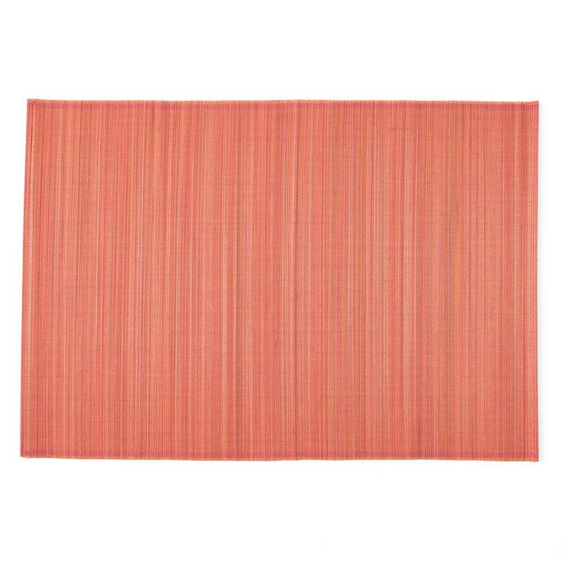 Caspari Roll-Up Bamboo Placemats In Coral - Set Of 4