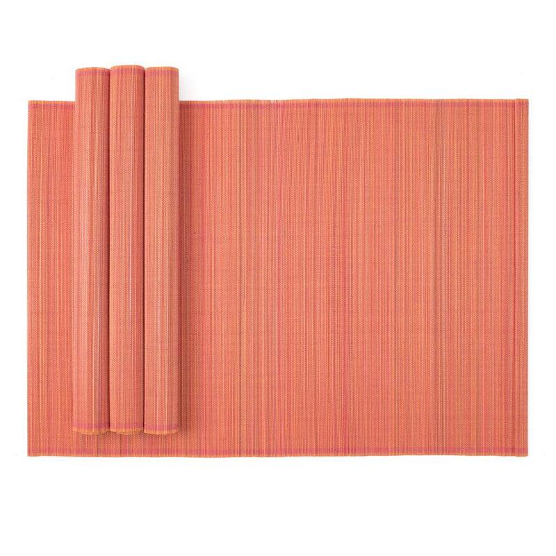 caspari Roll-Up Bamboo Placemats in Coral - Set of 4