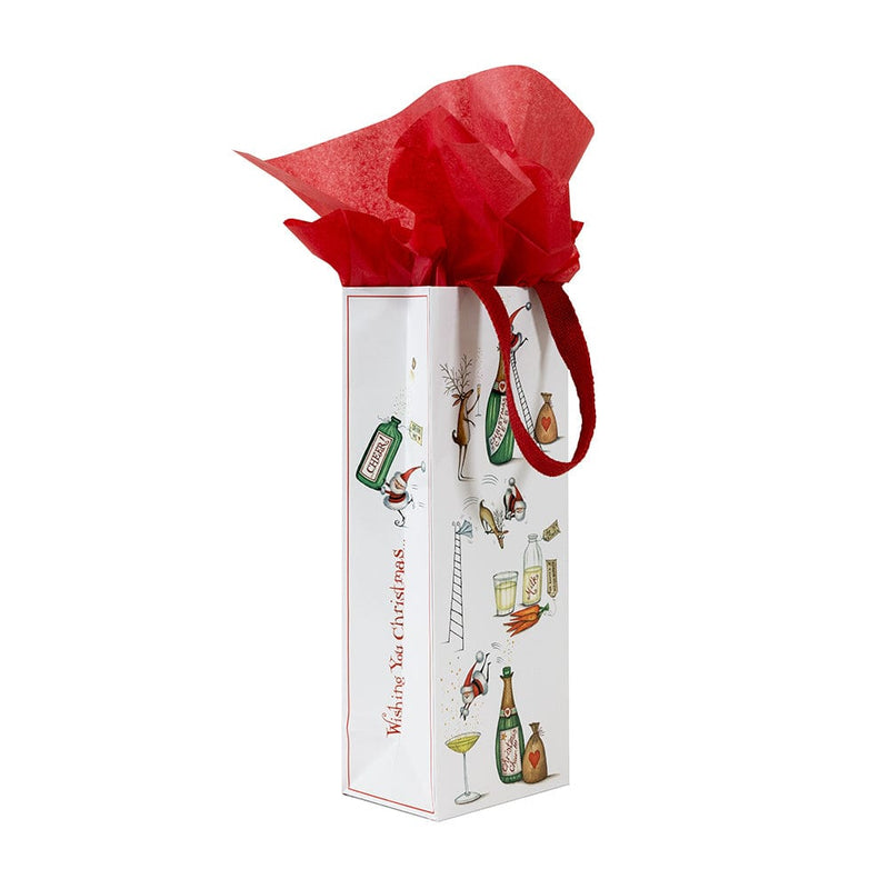 Caspari Santa Splash Wine & Bottle Gift Bag - 1 Each