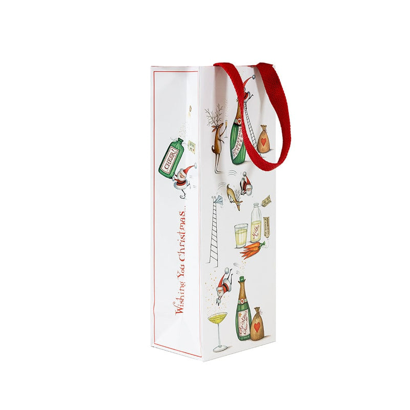 caspari Santa Splash Wine & Bottle Gift Bag - 1 Each