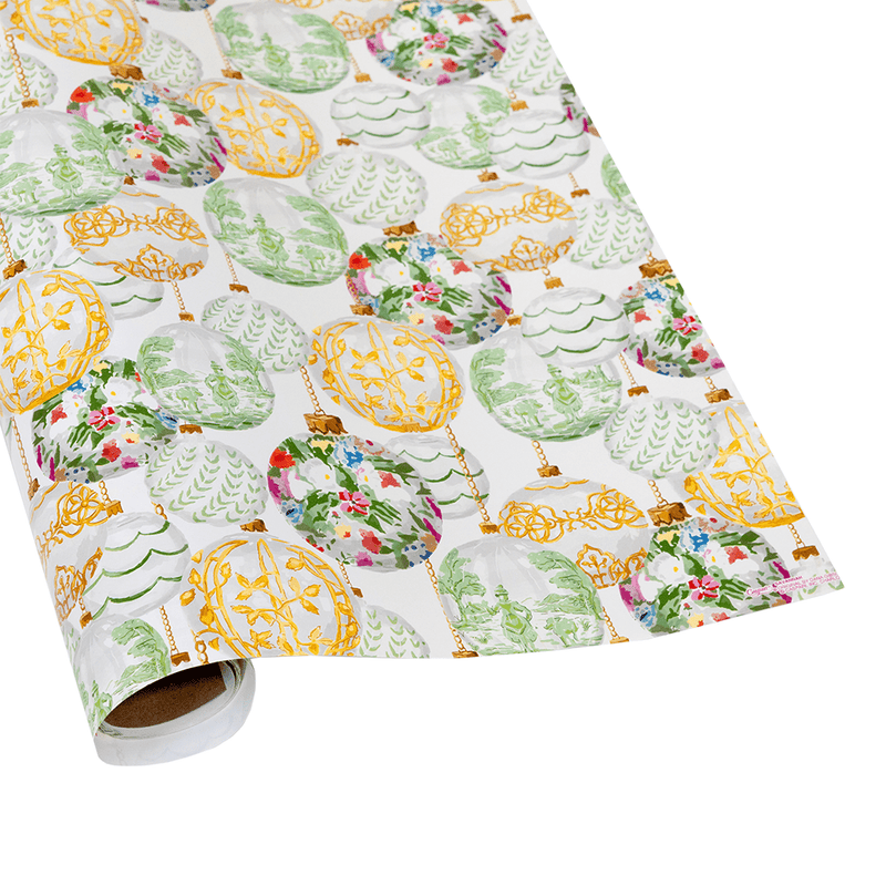 caspari Savannah White Gift Wrap - One 30" x 8' Roll