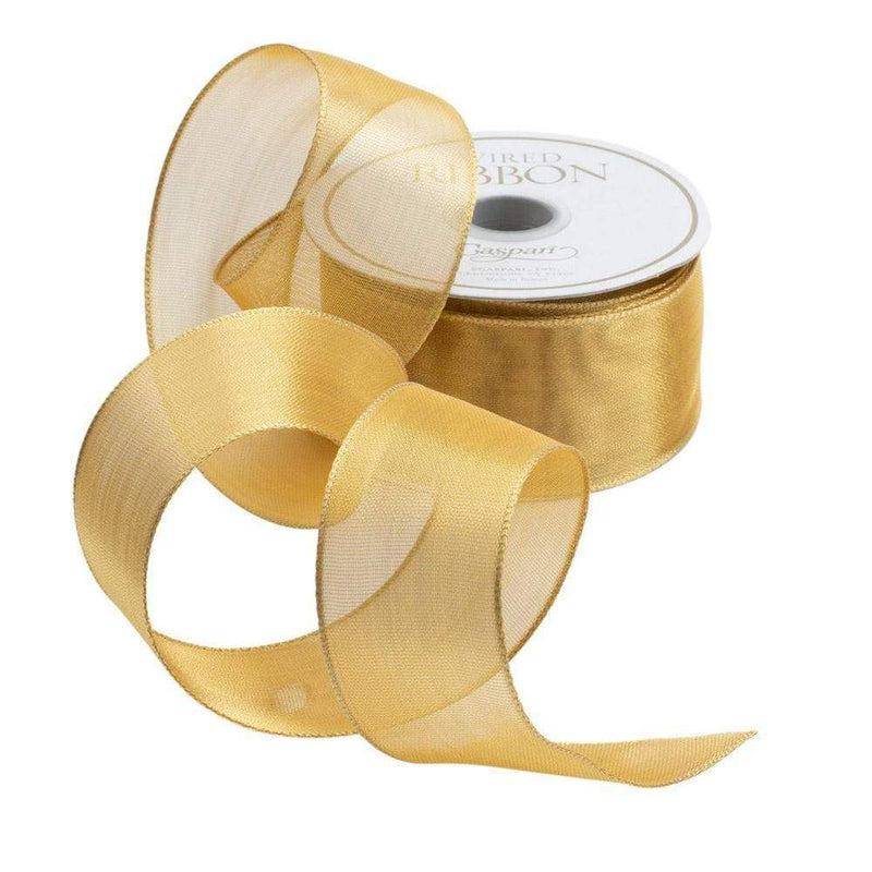 caspari Sheer Gold Wired Ribbon - 9 Yard Spool