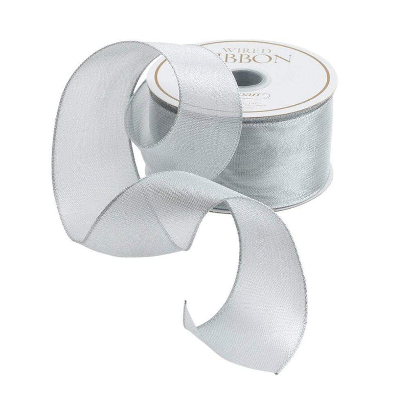 caspari Sheer Silver Wired Ribbon - 9 Yard Spool