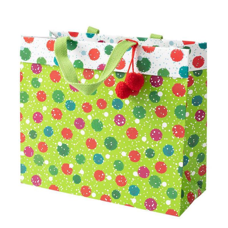 Caspari Snowy Pom Poms Large Gift Bag - 1 Each