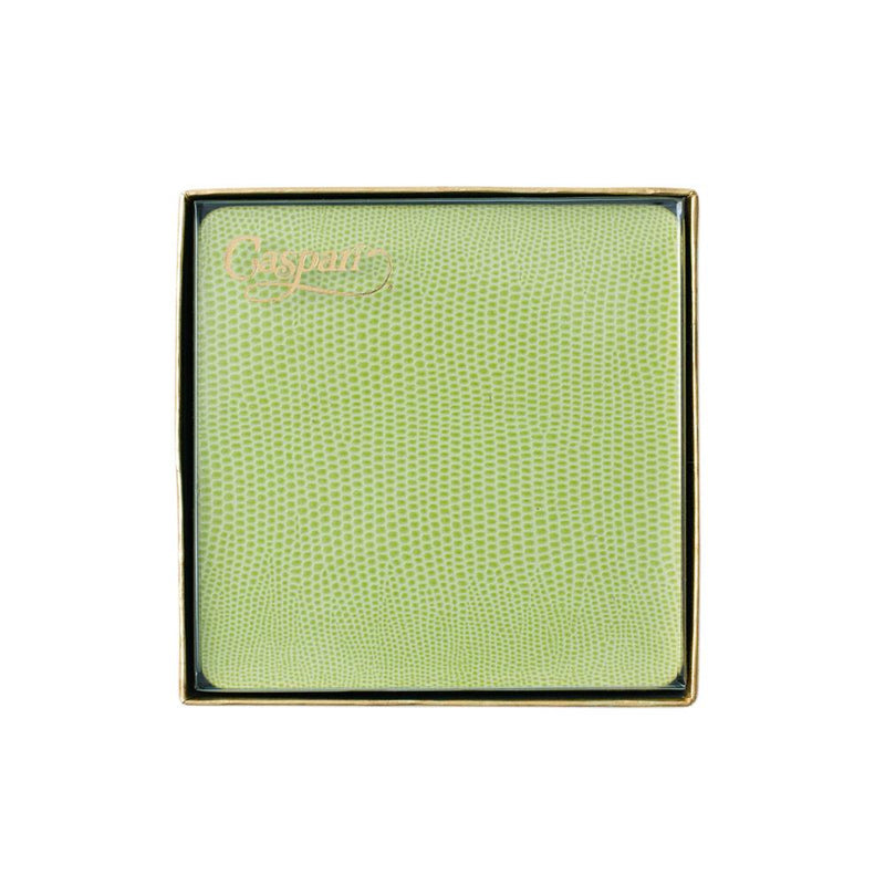 Caspari Square Lizard Coasters In Green - 8 Per Box