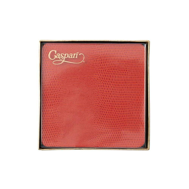 Caspari Square Lizard Coasters In Orange - 8 Per Box