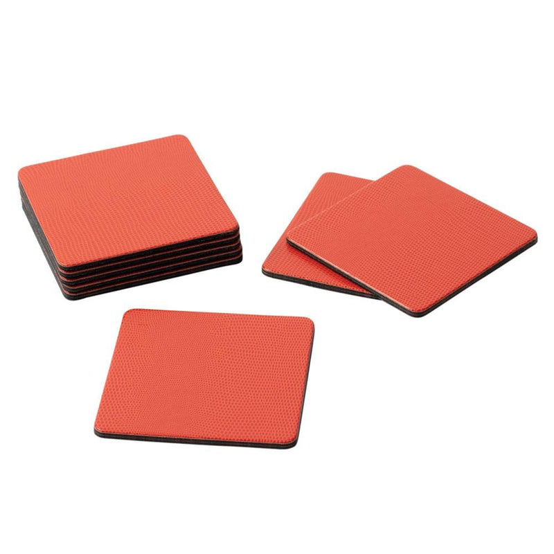 caspari Square Lizard Coasters in Orange - 8 Per Box