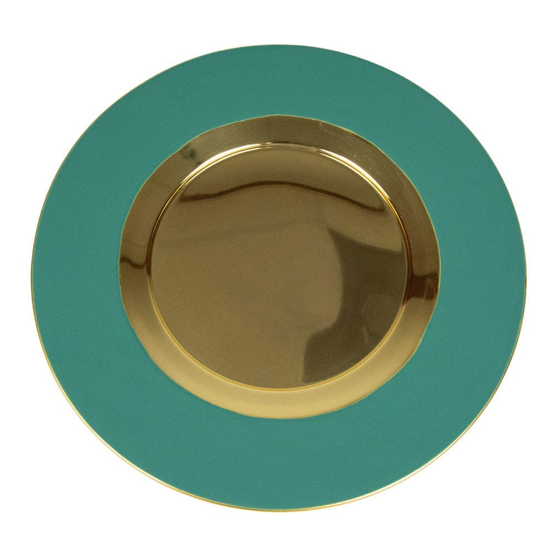 Caspari Turquoise Plate Charger With Gold Interior