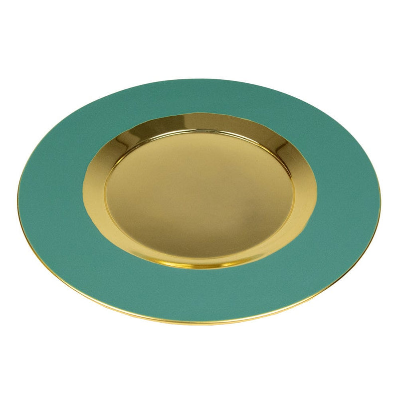 caspari Turquoise Plate Charger with Gold Interior