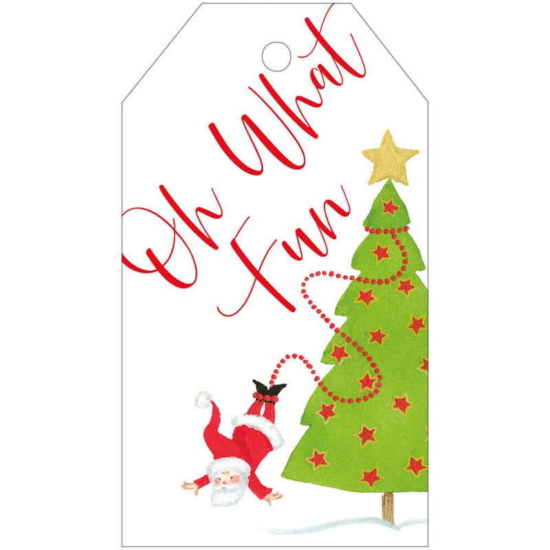 caspari Twirling Santa Gift Tags - 4 Per Package