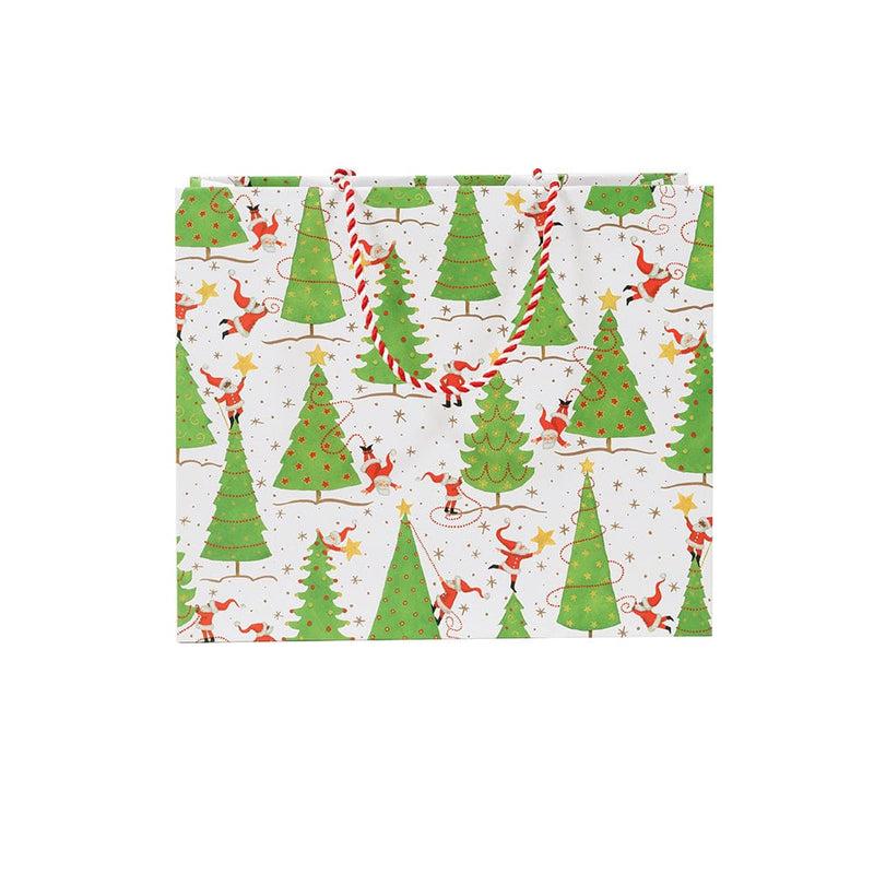 Caspari Twirling Santas Large Gift Bag - 1 Each