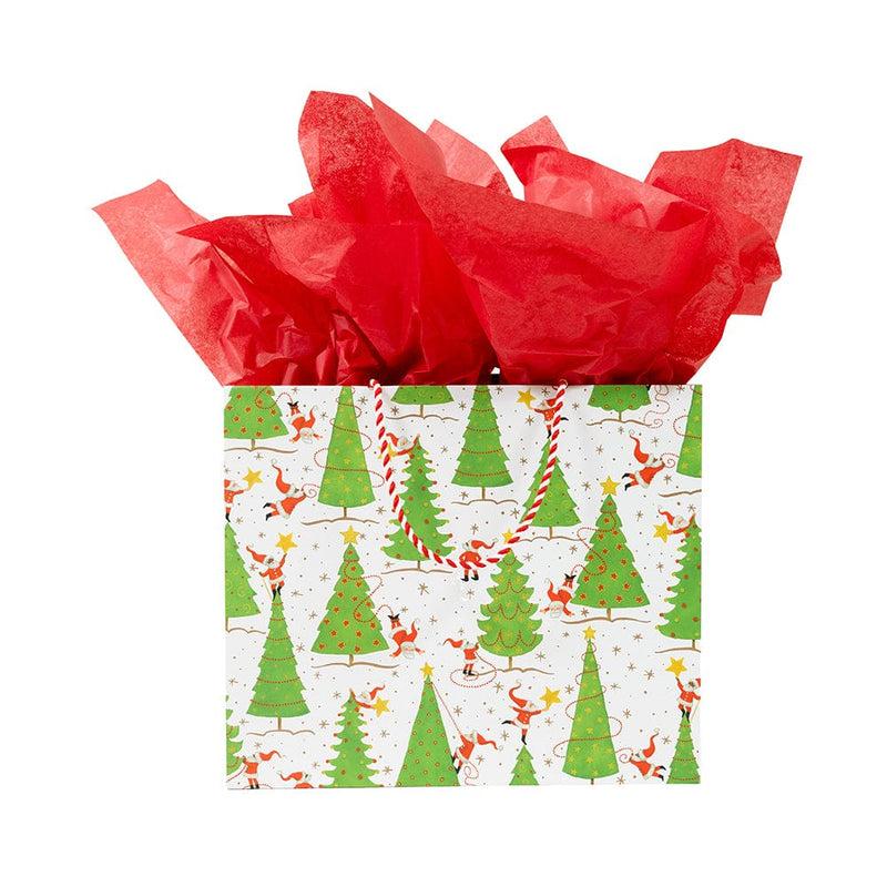 Caspari Twirling Santas Large Gift Bag - 1 Each