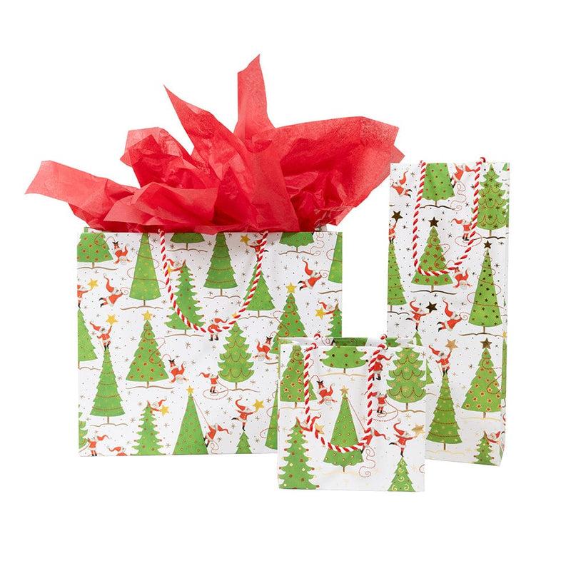 Caspari Twirling Santas Large Gift Bag - 1 Each
