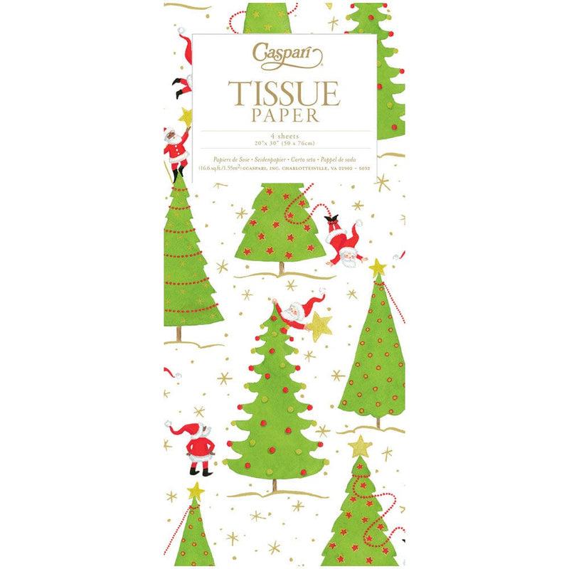 caspari Twirling Santas Tissue Pack - 4 Sheets