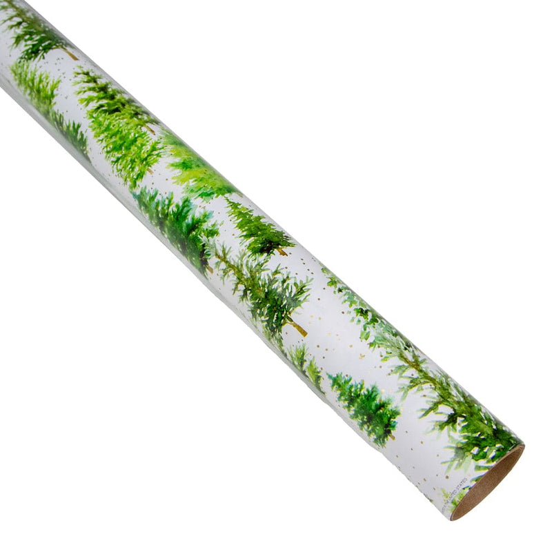 Caspari White Christmas Gift Wrap - One 30" X 8' Roll