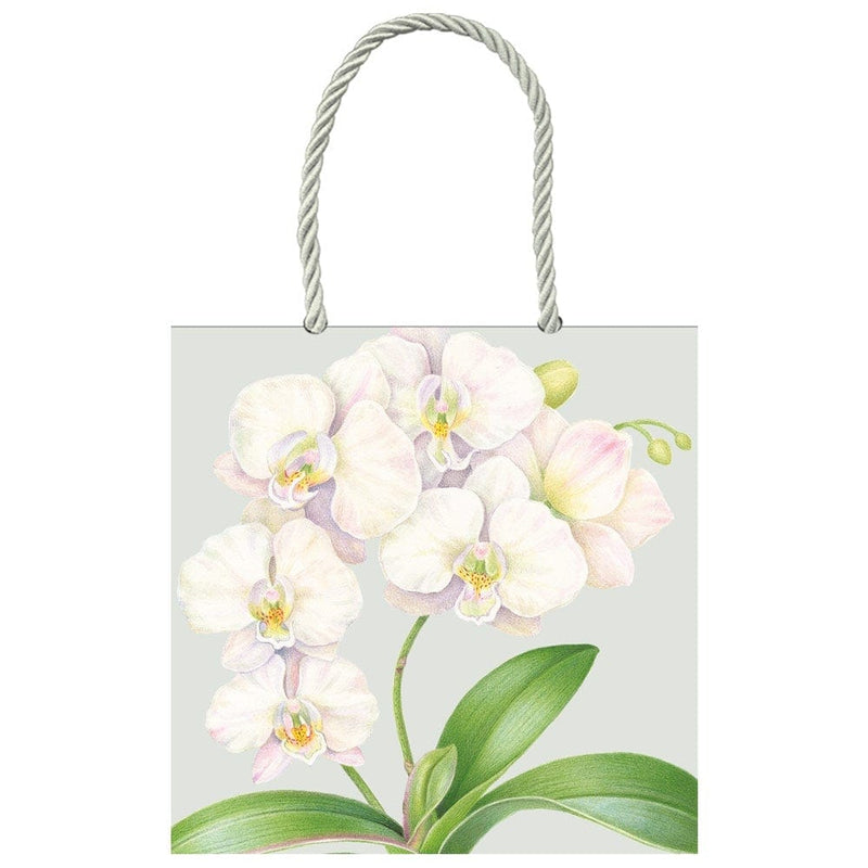 Caspari White Orchid Small Square Gift Bag - 1 Each