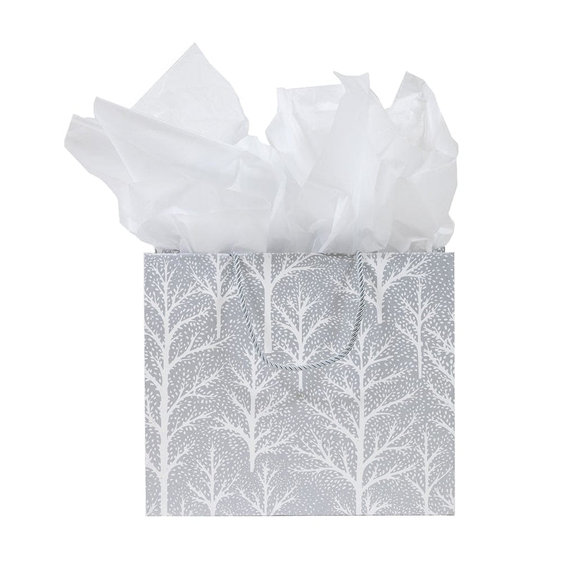 Caspari Winter Trees Silver Large Gift Bag - 1 Each