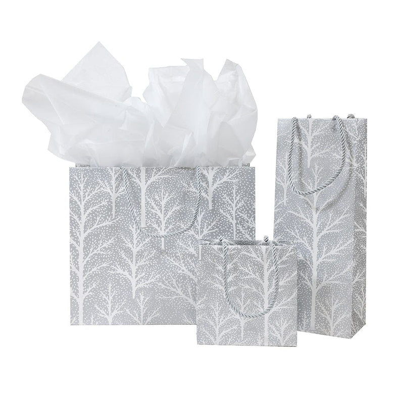 Caspari Winter Trees Silver Large Gift Bag - 1 Each