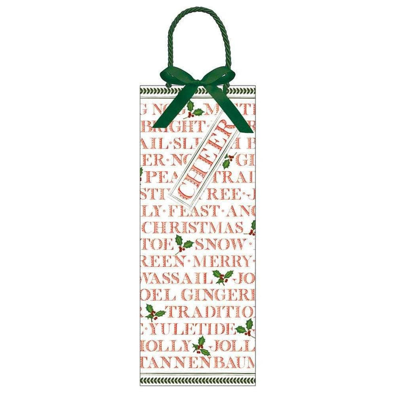 Caspari Yuletide Cheer Wine & Bottle Gift Bag - 1 Each