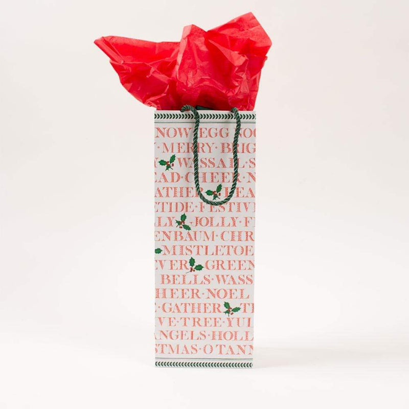 Caspari Yuletide Cheer Wine & Bottle Gift Bag - 1 Each
