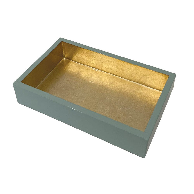 Caspari Celadon With Gold Lacquer Guest Towel Napkin Holders