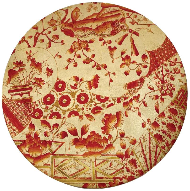 caspari Ceramic Plate Coral/Gold Round Placemats - Single Placemat