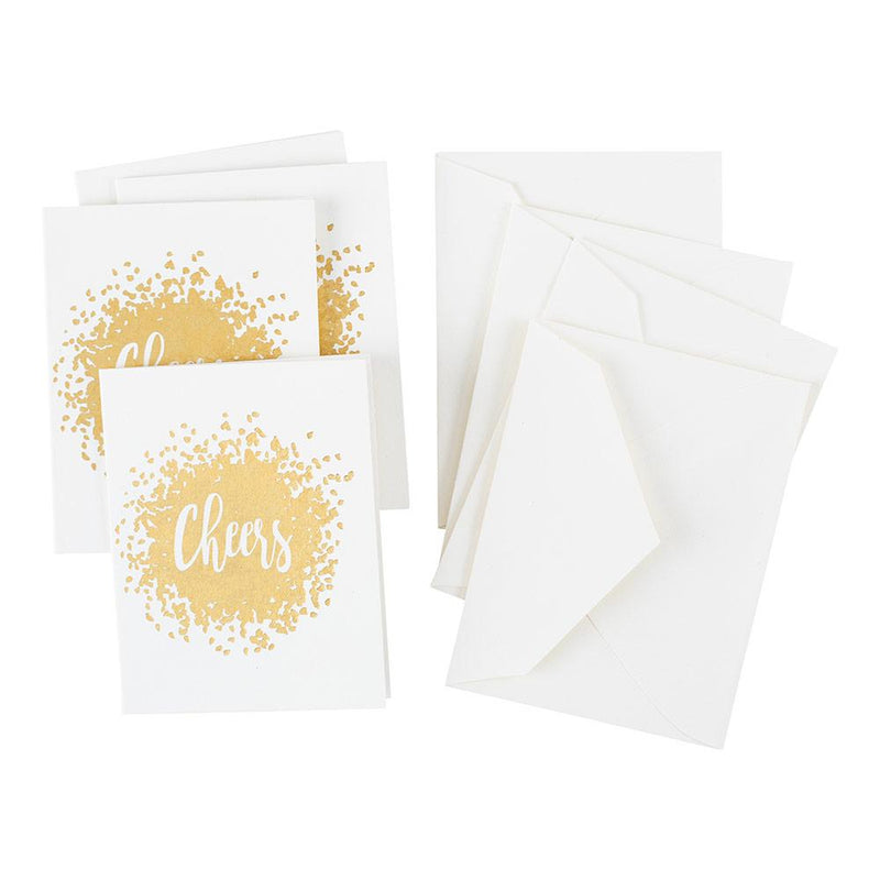 Caspari Cheers Gift Enclosure Cards - 4 Mini Cards & 4 Envelopes