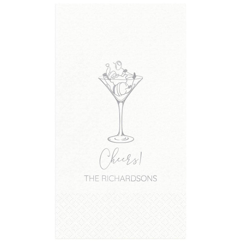 caspari Cheers Martini Santa Personalized Guest Towel Napkins