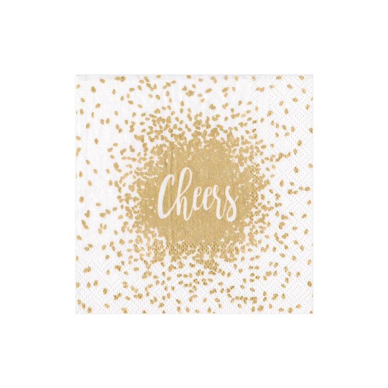 caspari Cheers Paper Cocktail Napkins in Gold - 20 Per Package
