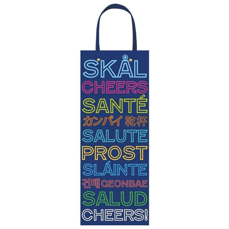 Caspari Cheers Salud Prost Wine & Bottle Gift Bag - 1 Each