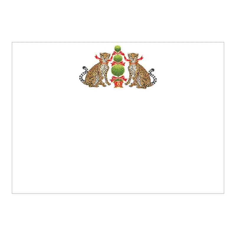 caspari Cheetahs And Topiary Correspondence Cards - 12 Per Package